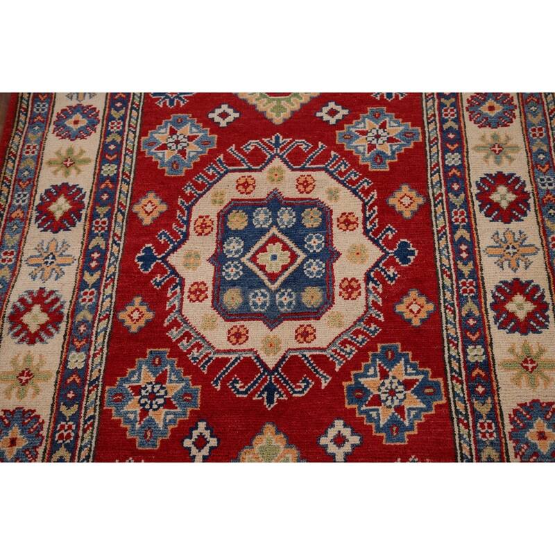 Oriental Red Kazak Accent Rug Handmade Wool Carpet - 3'4" x 4'11"