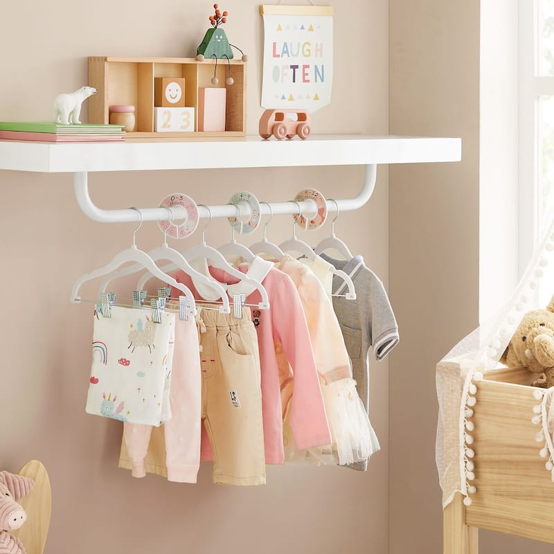 30 Packs Baby Hangers with Clips Baby Hangers with 6 Clothes Dividers - 11.8”W x 7.8”H