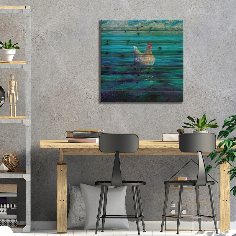 Chicken Of The Sea Print On Wood by Iris Scott - Multi-Color