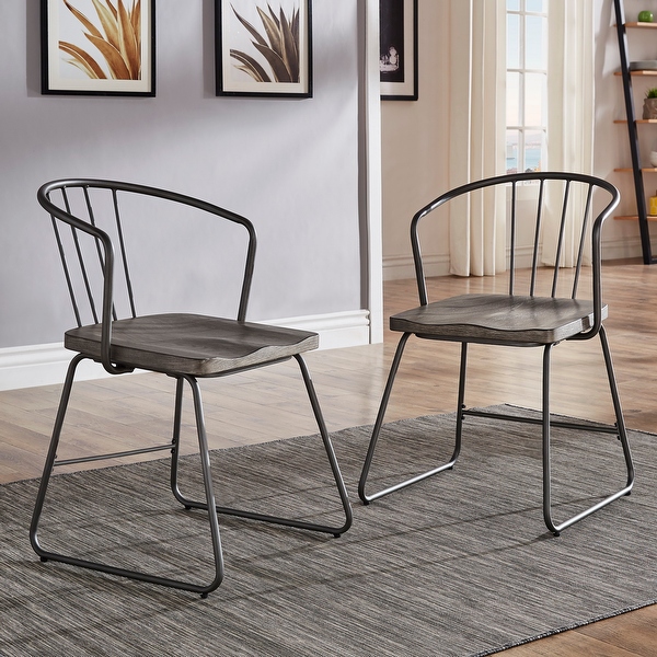 Mabel Iron and Wood Dining Chair Set of 2 by iNSPIRE Q Modern
