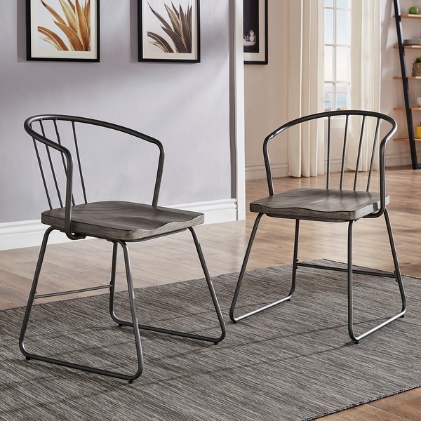 Wrought iron and hotsell wood dining chairs