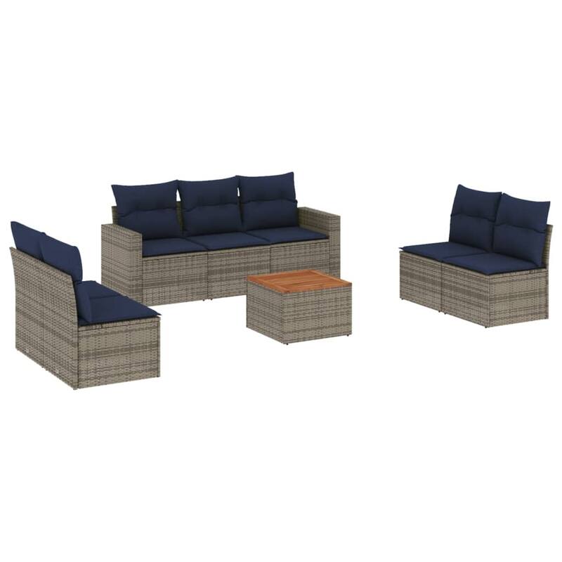 vidaXL Patio Sofa Set with Cushions Outdoor Furniture 8 Piece Poly Rattan - 25.8x 24.4x 27.2