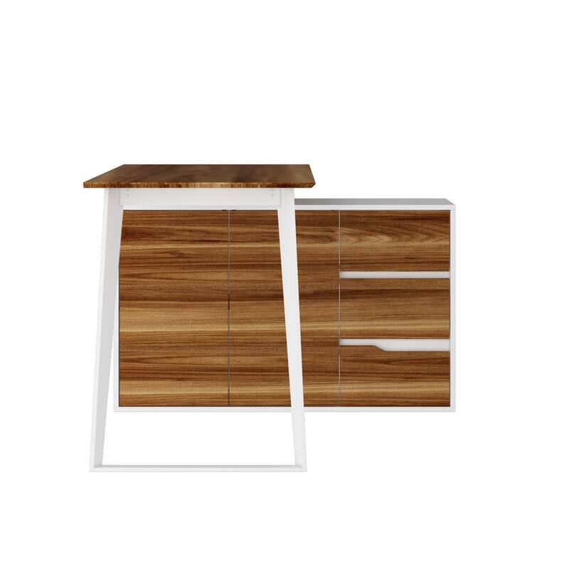 54.3" Kerrogee Office Computer Desk Corner Desk Reversible Cabinet