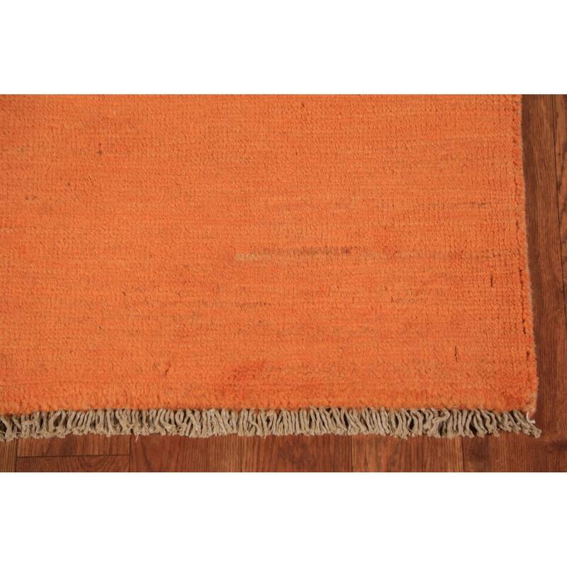 Orange Gabbeh Modern Area Rug Hand-Knotted Wool Carpet - 4'10" x 6'8"