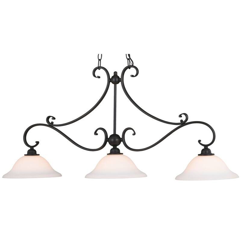 Roseto Braxton 3 Light 44" Wide Billiard Chandelier - Oil Burnished Bronze