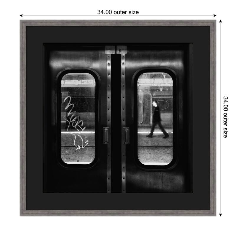 A Lonely Passage by Laura Mexia Wood Framed Wall Art Print - Grey - 34 x 34 in - Plastic