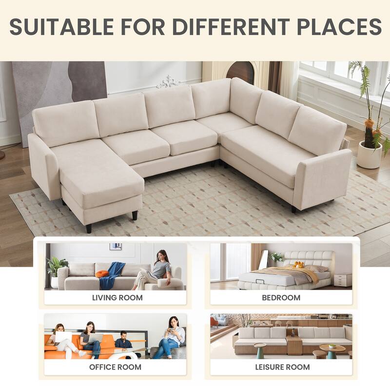 Snow Velvet Sectional Sofa
