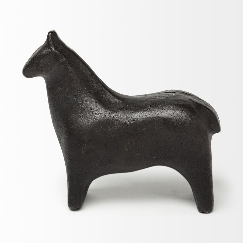 Black Cast Aluminum Horse Shaped Sculpture - 2" W x 7" D x 6" H