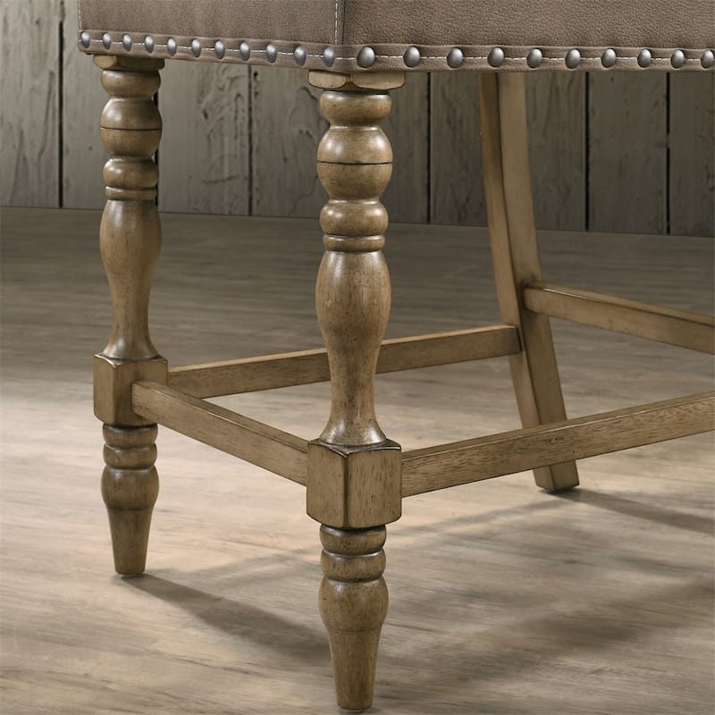 Driftwood Finish Counter Height Dining Chair with Nail head,Set of 2