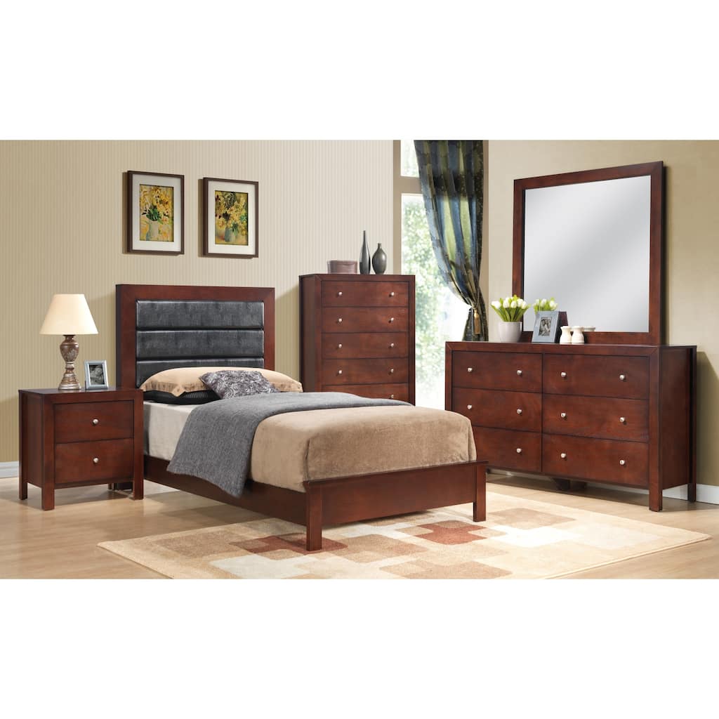 Roomfitters Upholstered Platform Bed Frame with Horizontal Channel Padded Headboard, No Box Spring Needed