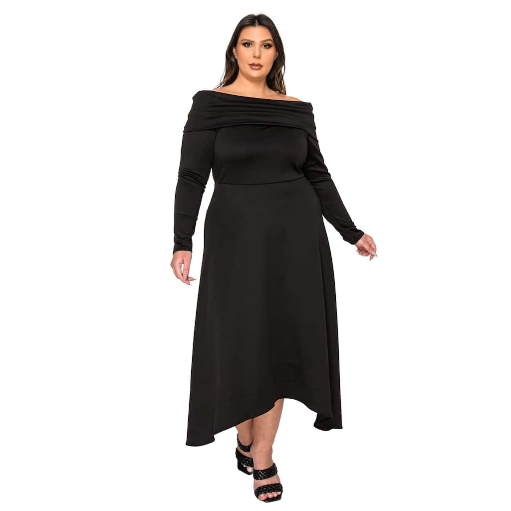 L I V D Plus Size Lyra Off the Shoulder Maxi Dress
