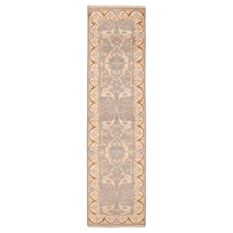 ECARPETGALLERY Hand-knotted Royal Oushak Grey Wool Rug - 2'7 x 9'9 - Grey - 2'7 x 9'9