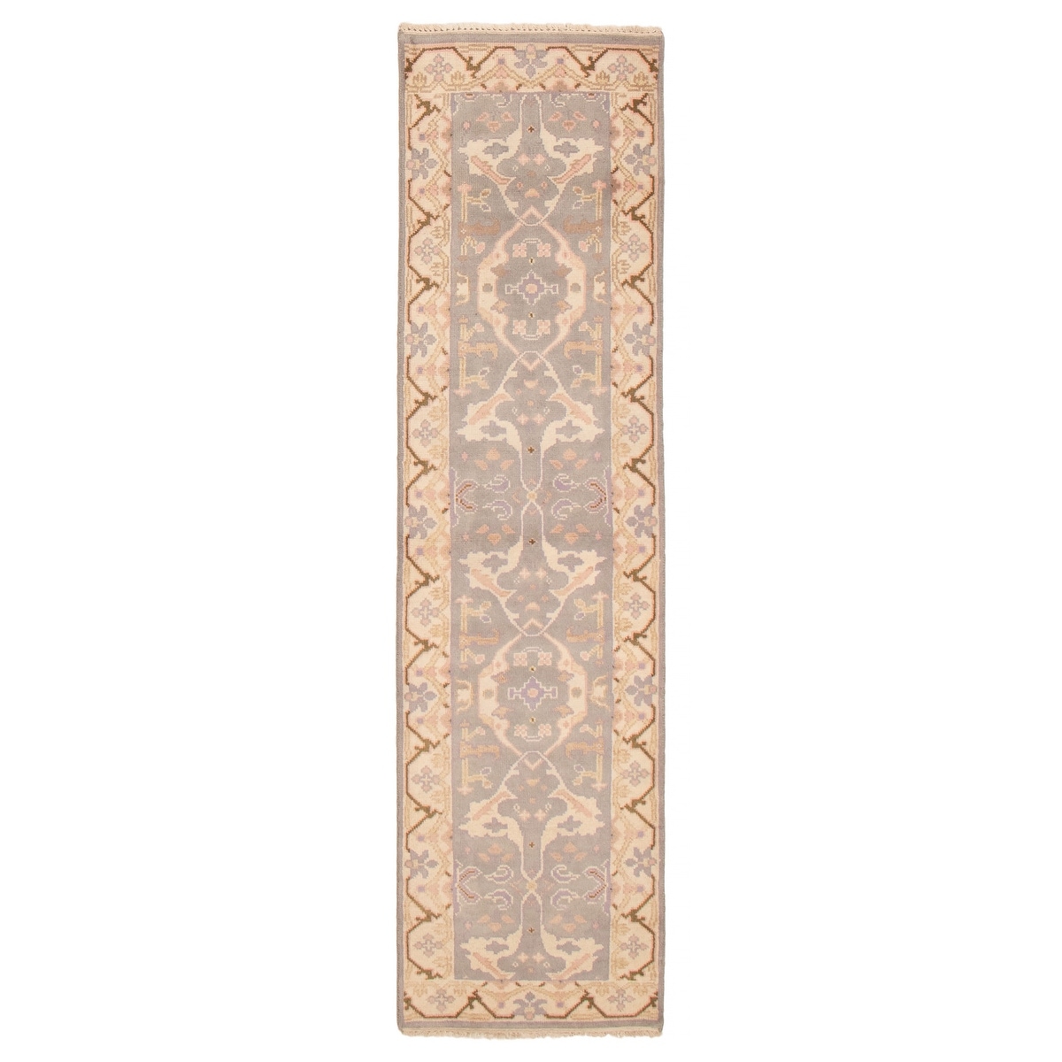 ECARPETGALLERY Hand-knotted Royal Oushak Grey Wool Rug - 2'7 x 9'9