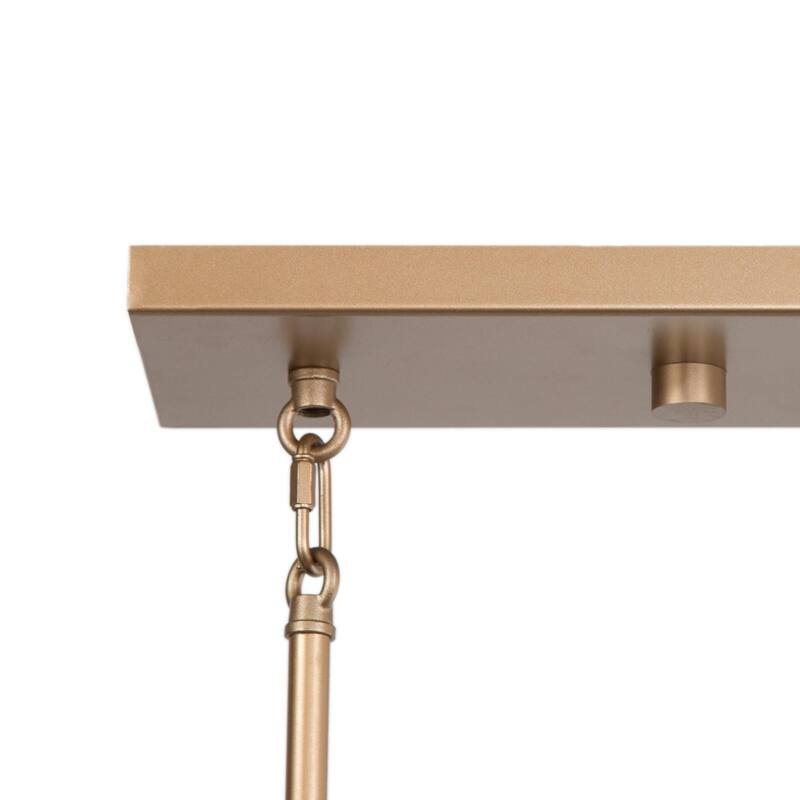 Glitter Modern Glam 6-Light Gold Linear Chandelier Frosted Glass Pendant Lights - L24.4" x W13" x H8.7"