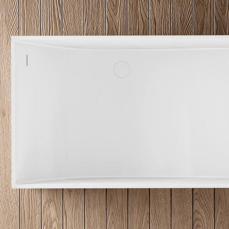 ABRUZZO 67" x 28" Freestanding Solid Surface Soaking Bathtub with Overflow & Pop-Up Drain
