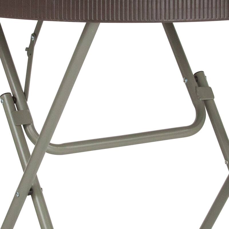 2.6-Foot Round Rattan Plastic Folding Table - Outdoor Event Table