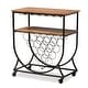 preview thumbnail 2 of 7, Dania Antique Vintage Industrial Metal and Wood Mobile Wine Bar Cart Iron - Black