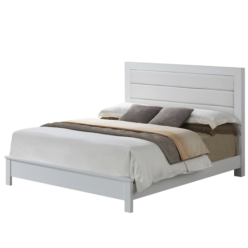Upholstered Faux Leather Full Panel Bed - 81" - White
