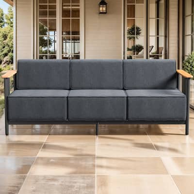 Gymojoy Modern Patio Sofa with Metal Frame, 10" Cushions, Wide Seat for Outdoor Use Easy Assembly