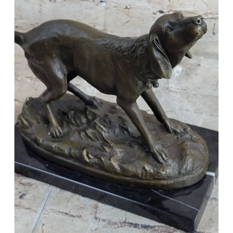 Hunting Imitative Dog Imitative Wolfhound Bronze Marble Statue Bookend Sculpture Artwork Gift Sale