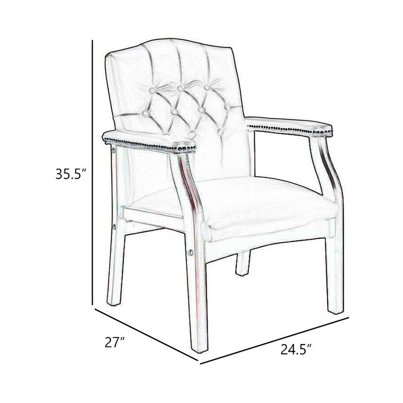 Koe Classic Reception Guest Armchair, Burgundy Tufted Vinyl, Wood Legs