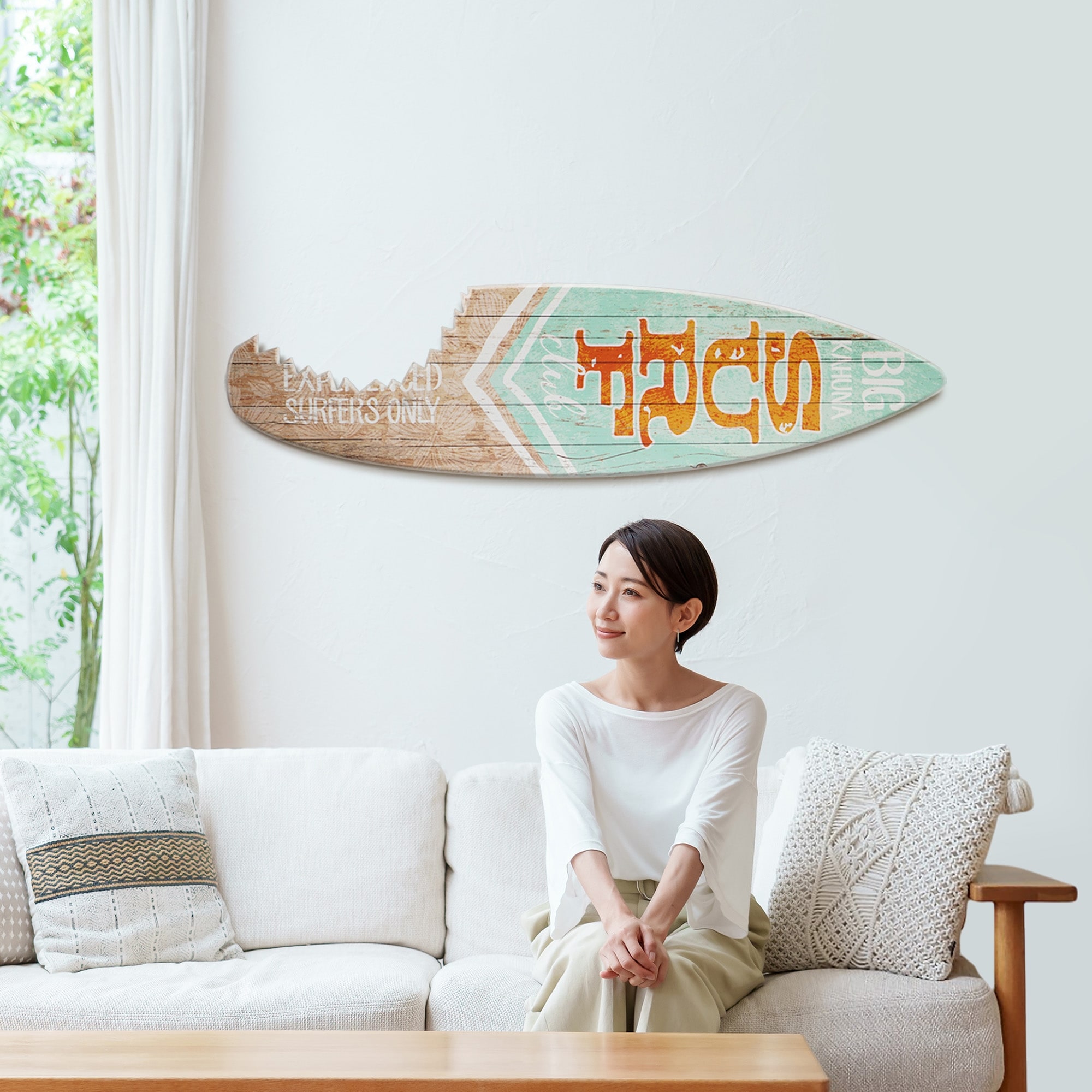 Big Kahuna Surf Club Shark Bite Wood Surfboard Plaque Wall Big Kahuna Surf Club Shark Bite Wood Surfboard Plaque Wall