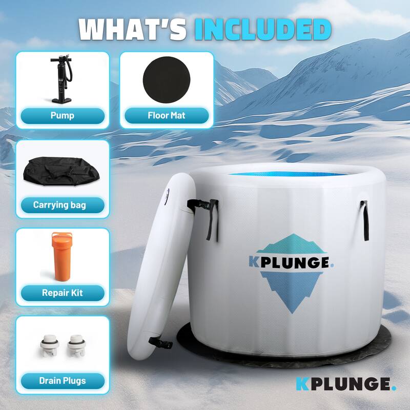 Arctic 1-Person Inflatable Cold Plunge Ice Bath Tub/Hot Tub with PVC Insulated Lid, Pump, and Repair Kit in Gray