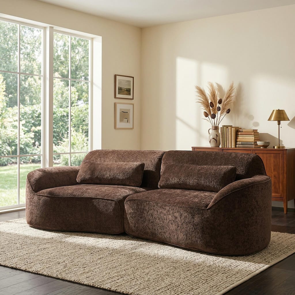 Christopher Knight Home - 2-Piece Set Modern Curved Upholstered Sectional Sofa with Chaise Lounge, High-Density Foam