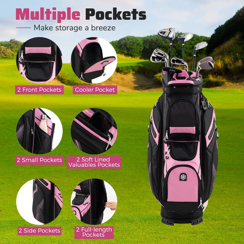 Gymax Golf Cart Bag Molded Lock Top Golf Bag w/14-Way Full Length