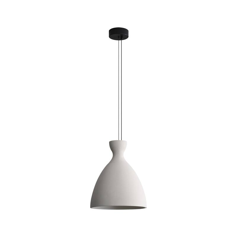 Aethera 14" LED Pendant in White Sandstone Cement - Gold