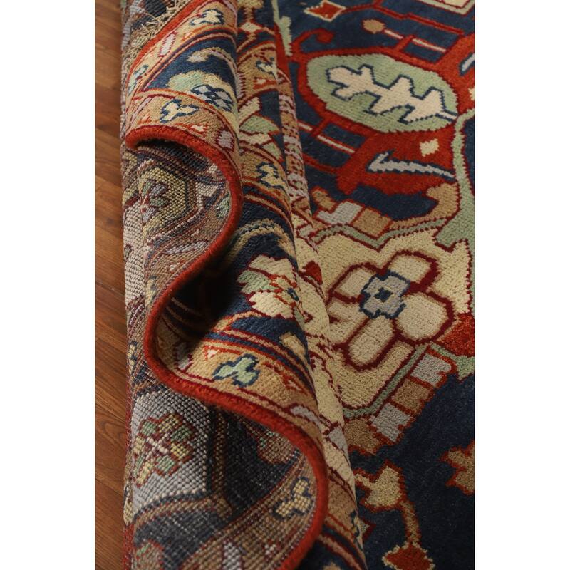 Geometric Heriz Serapi Indian Handmade Wool Carpet - 9'9" x 13'7"