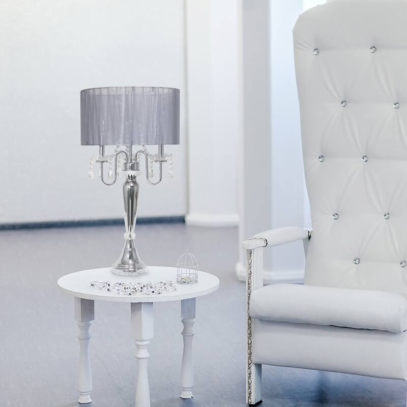Lalia Home 31" Chrome Cascading Crystal Table Lamp - 31