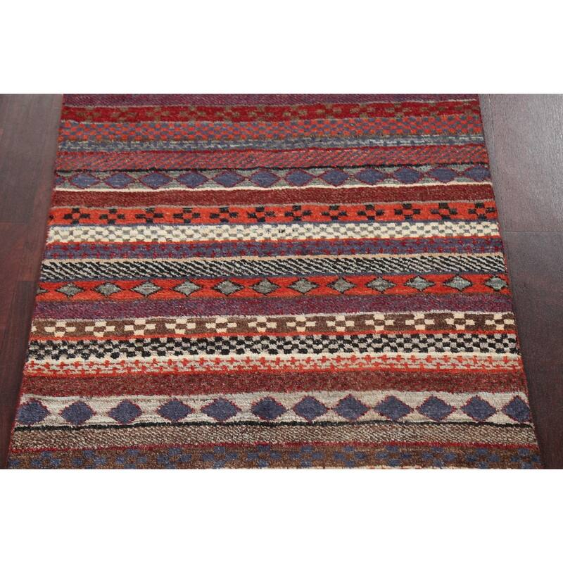 Geometric Tribal Gabbeh Kashkoli Oriental Area Rug Wool Hand-knotted - 2'8" x 4'1"