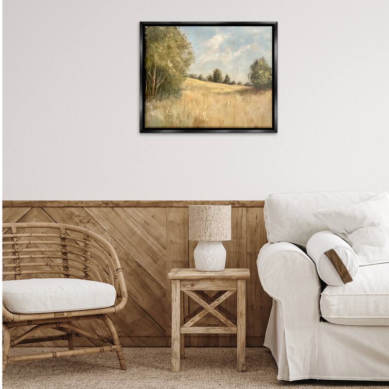 Stupell Classic Country Field Framed Floater Canvas Wall Art Design By Petal Prints Design