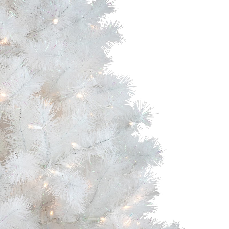 6.5' White Alaskan Pine Artificial Christmas Tree, Warm White LED - 6.5 Foot