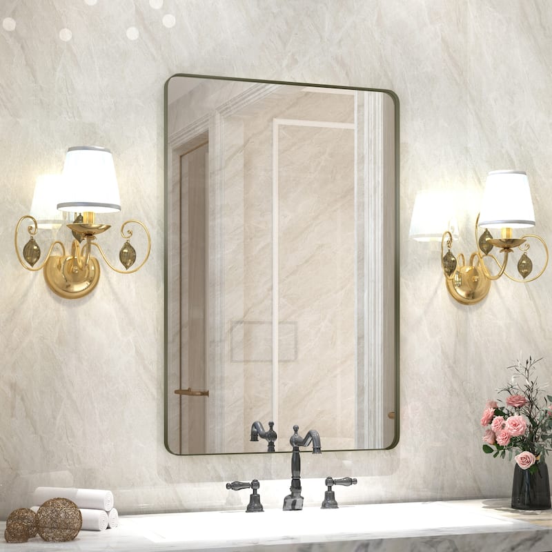 QuivaraView Rectangular Aluminum Framed Bathroom Vanity Mirror - 24" x 32" - Bronze