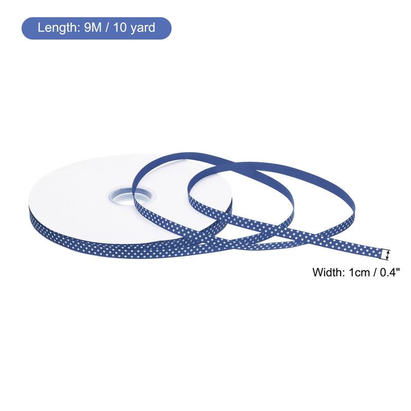 Grosgrain Ribbons with Dots Ribbon Bow Decoration - Deep Blue - 100 Yards 3/8 Inch