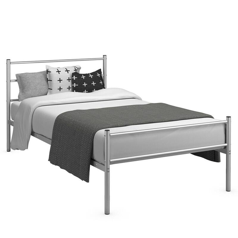 Gymax Twin Size Metal Bed Frame Platform Mattress Foundation W/