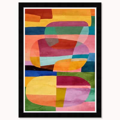 Wynwood Studio Color Construct Overflow Framed Retro Colorful Abstract Prints