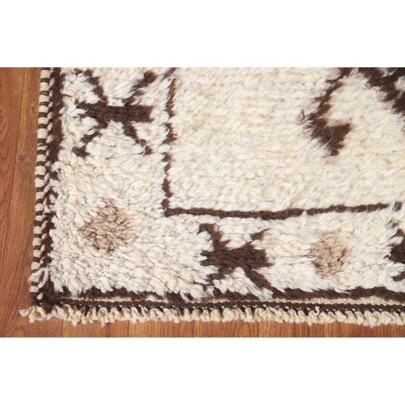 Plush Geometric Anatolian Turkish Runner Rug Hand-knotted Wool Carpet - 3'7"x 11'2"