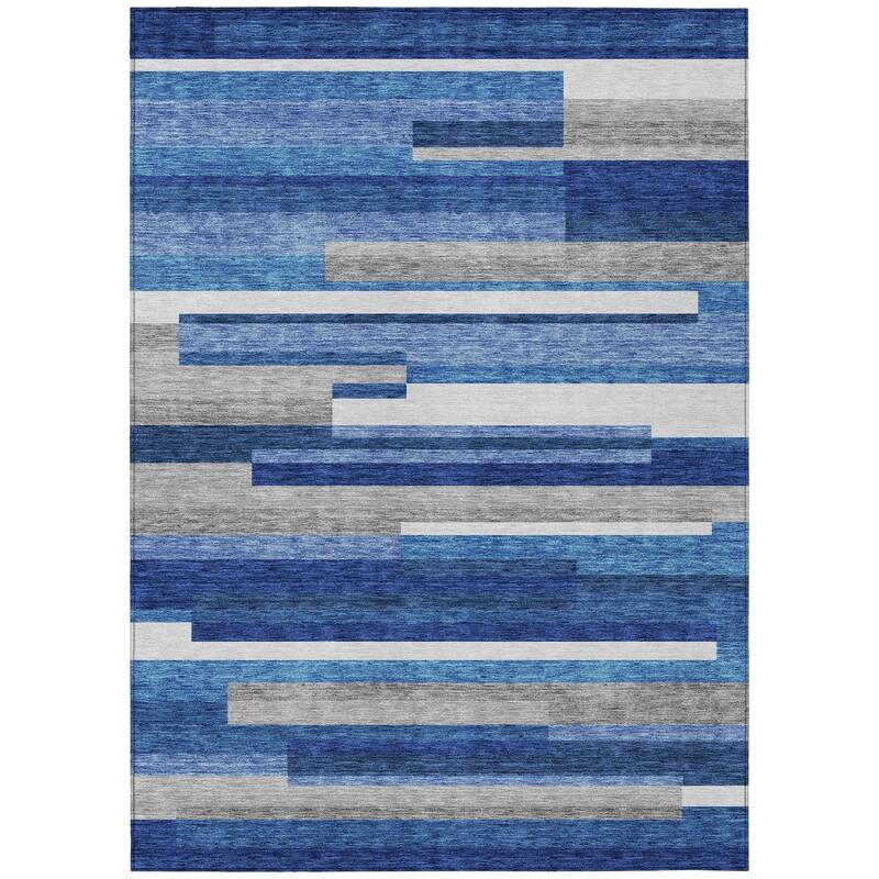 HomeRoots Striped Transitional Rectangle Outdoor Rug