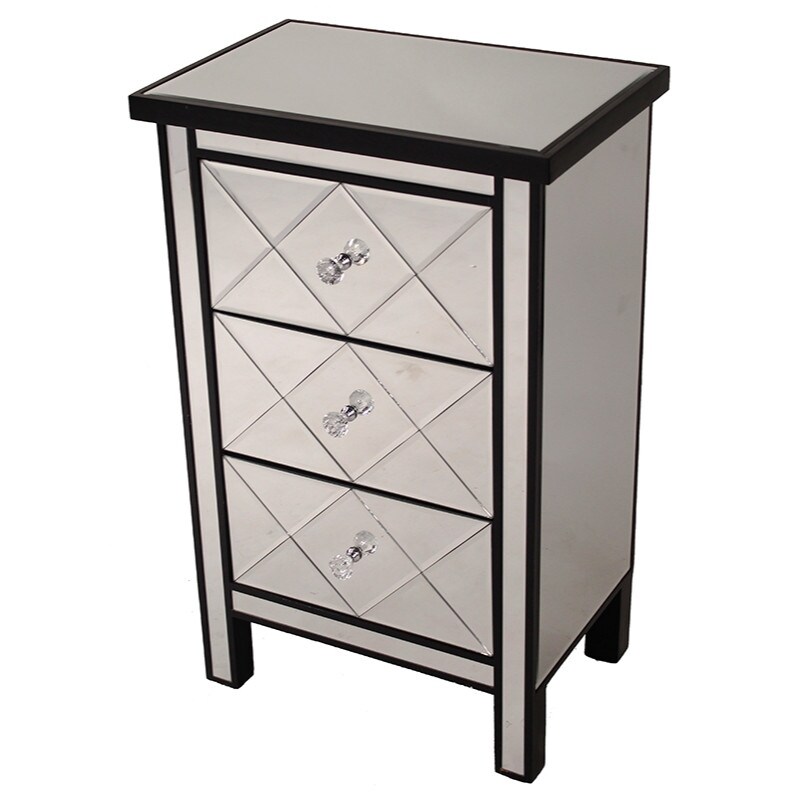 Shop 3 Drawer Mirrored Accent Cabinet Mdf Wood Mirrored Glass