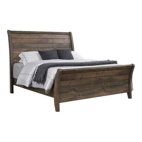 Branson Weathered Oak Sleigh Panel Bed