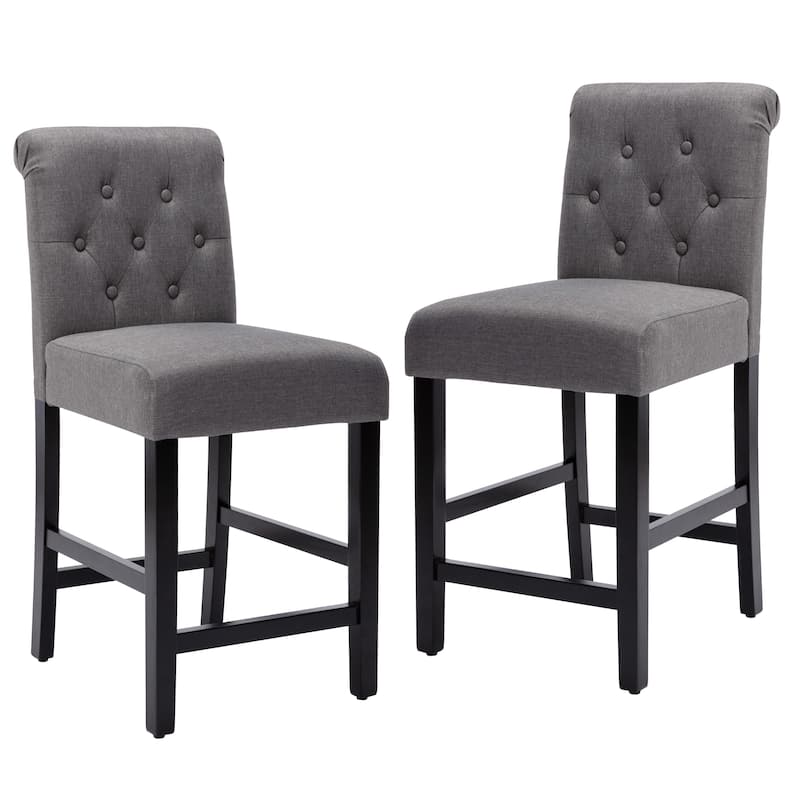 24 inches Fabric Counter Height Bar stools Upholstered Button Tufted Island Chairs Set of 2