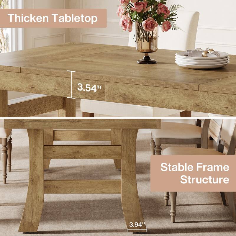 63 Inches Rectangular Farmhouse Dining Table for 4-6 People - 63" W x 31.5" D x 29.5" H