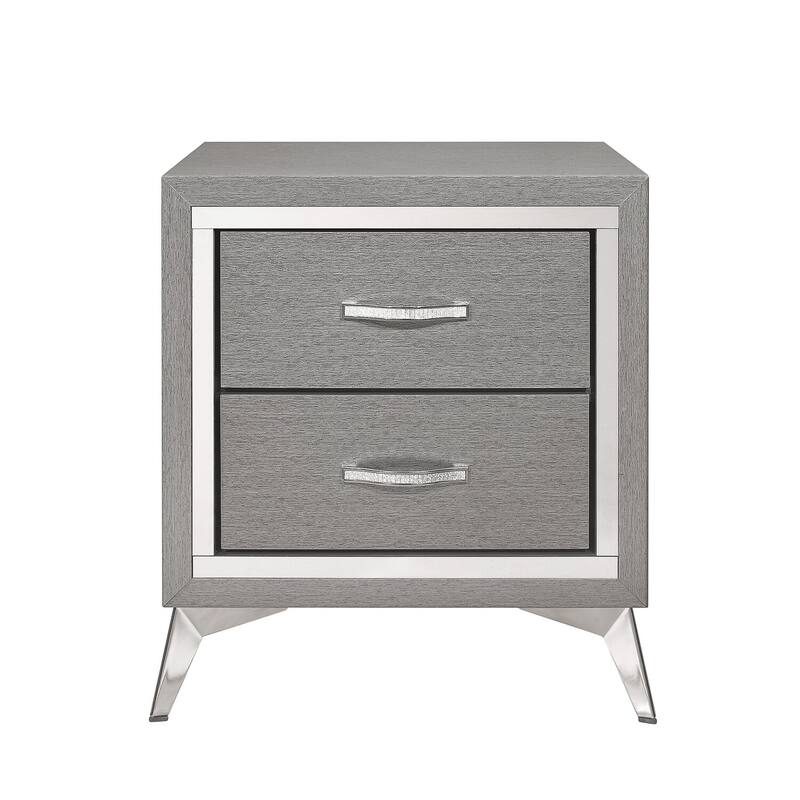 Gray 2 Drawer 16.18 in. W Nightstand with Trimmed Edge Design
