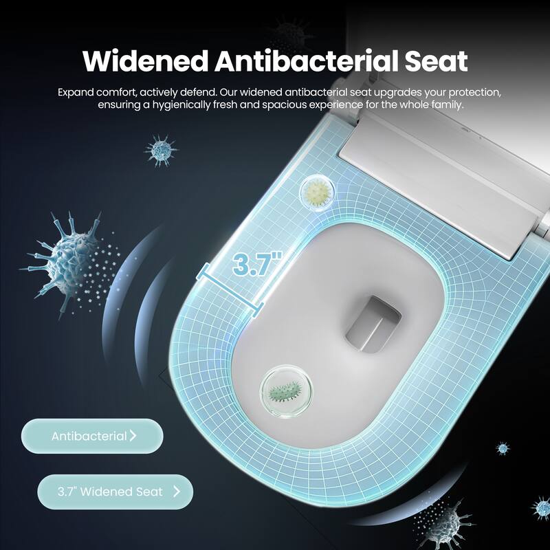 Yecla Smart Bidet Toilet Combo with LED screen display,ADA Chair Height,Auto Open & Close,Dryer & Foot/Men's flush recognition