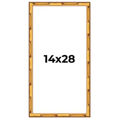 14x28 Frame Gold Bamboo Picture Frame Modern Photo Frame Includes UV Acrylic Shatter Guard Front Acid Free Foam Backing Board