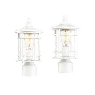 Outdoor Post Lanterns with Seeded Glass 2 Pack