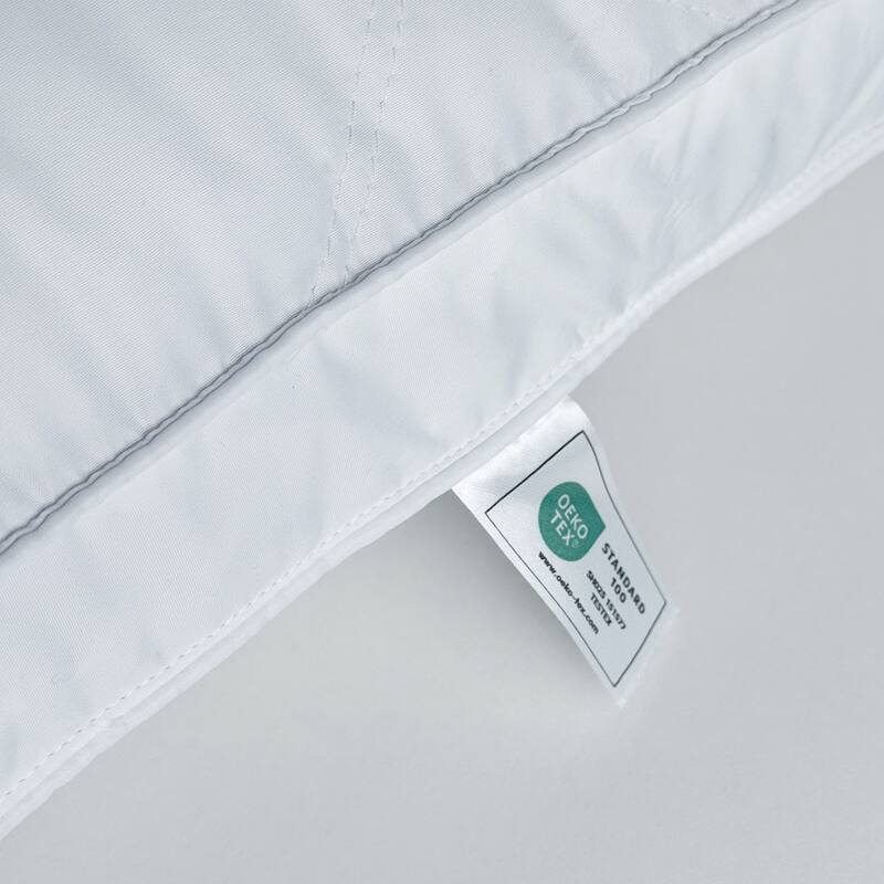Set of 2 Medium Goose Feather Bed Pillows with Soft Microfiber Cover - White